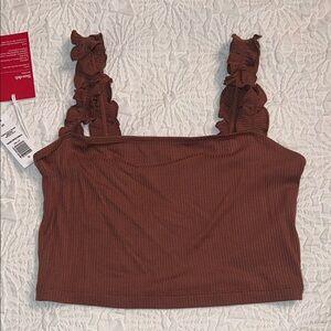 Sunday Best Ruffled Chocolate Crop Top